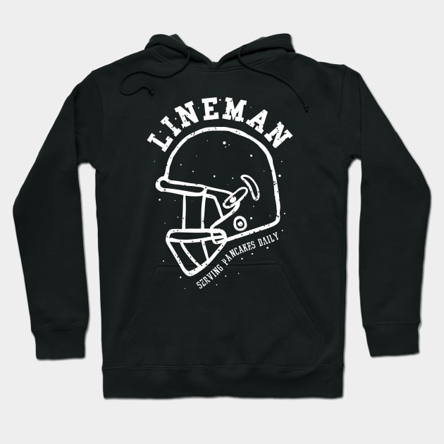 lineman serving pancakes daily foot ball helmet Hoodie by A Comic Wizard